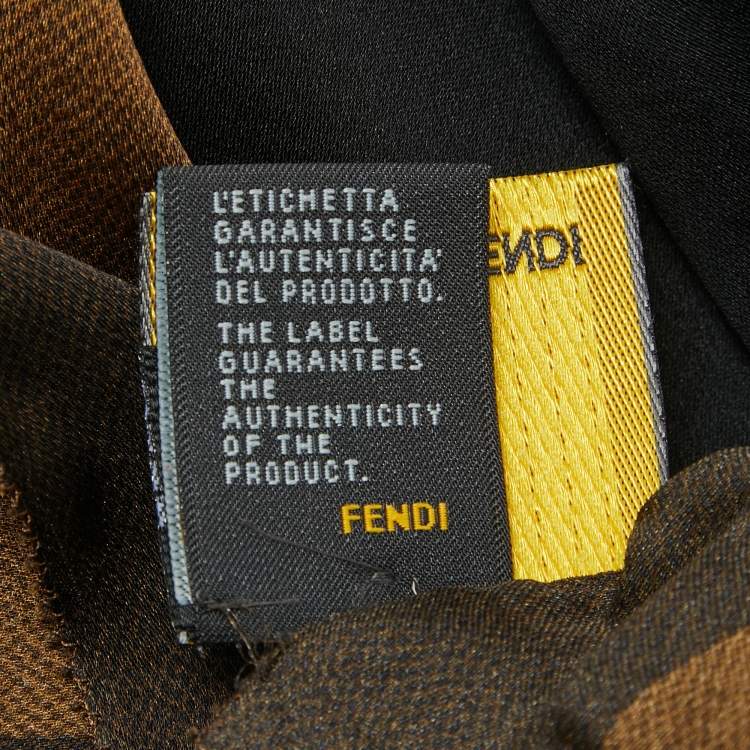 Pre Owned Fendi Black /Brown Pequin Striped Silk Chiffon Scarf