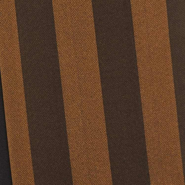 Pre Owned Fendi Black /Brown Pequin Striped Silk Chiffon Scarf