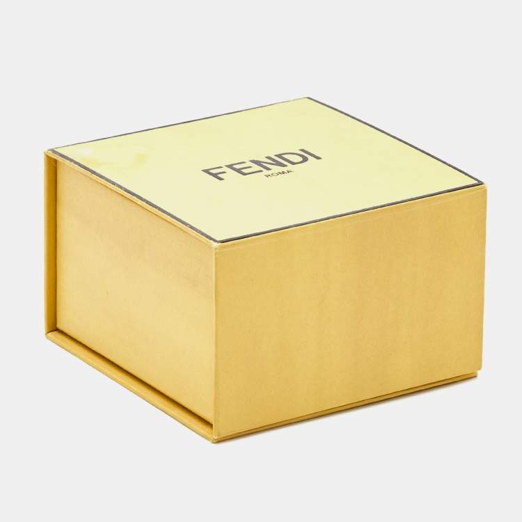 Pre Owned Fendi Baguette Enamel Gold Tone Open Cuff Bracelet S