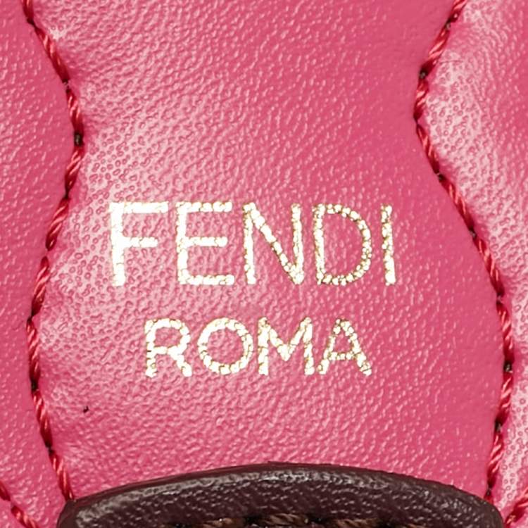 Pre Owned Fendi Burgundy/Pink Pearl Embellished Leather Mini Strap You Shoulder Bag Strap