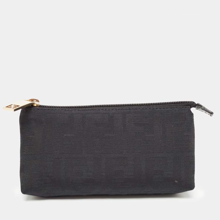 Pre Owned Fendi Black Zucca Canvas Cosmetic Pouch