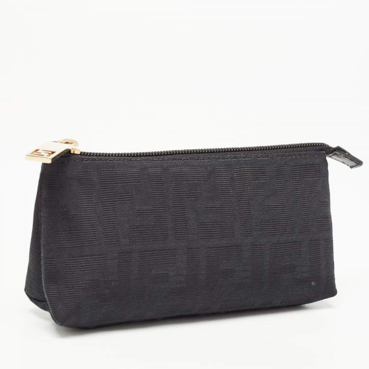 Pre Owned Fendi Black Zucca Canvas Cosmetic Pouch
