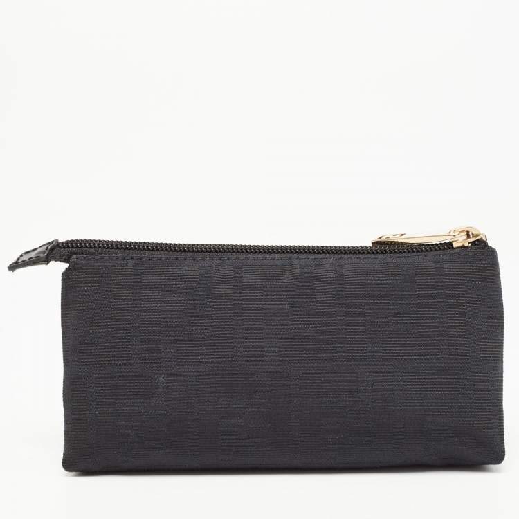 Pre Owned Fendi Black Zucca Canvas Cosmetic Pouch