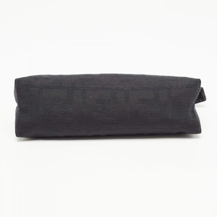 Pre Owned Fendi Black Zucca Canvas Cosmetic Pouch