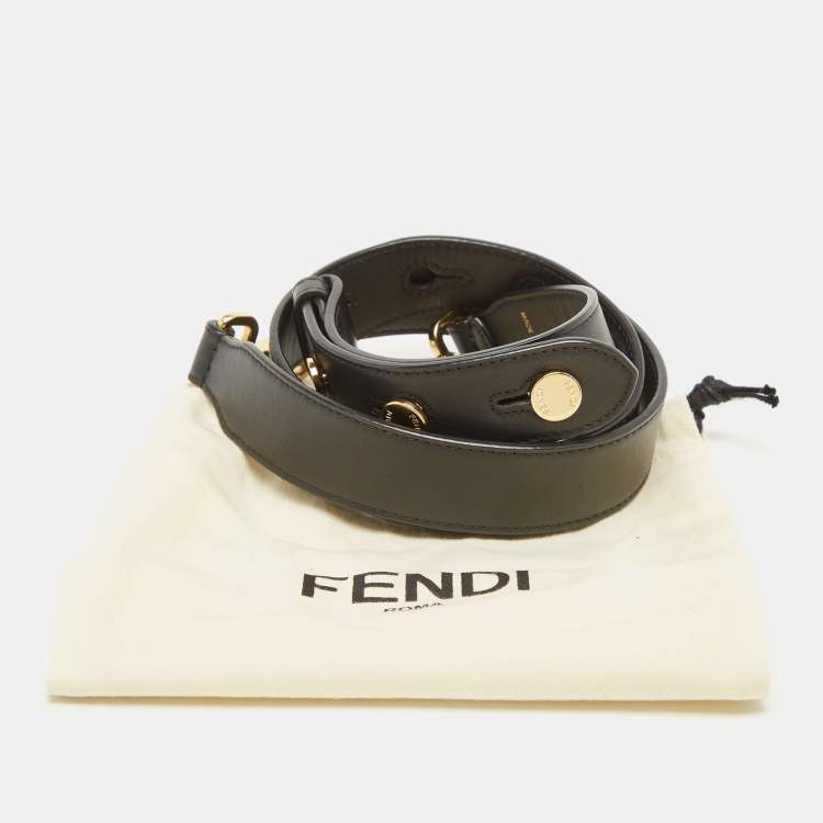 Pre Owned Fendi Black Leather Adjustable Shoulder Bag Strap
