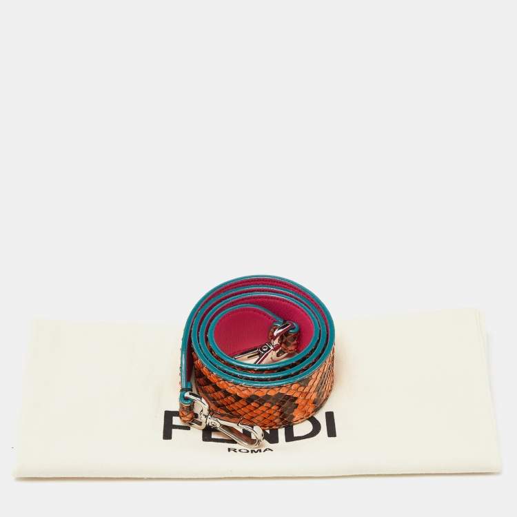 Pre Owned Fendi Multicolor Python and Leather Shoulder Bag Strap
