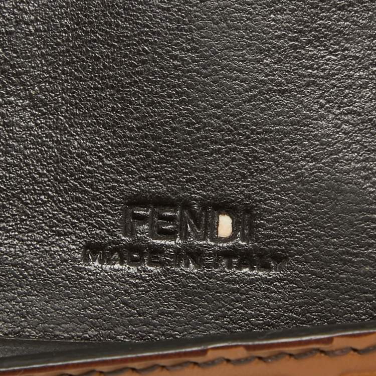 Pre Owned Fendi Brown/Black Zucca Leather iPhone X Case Chain Strap