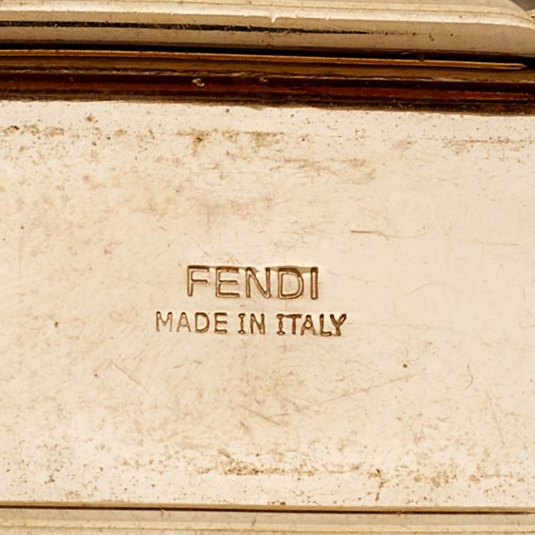 Pre Owned Fendi FF Crystal Gold Tone Bracelet