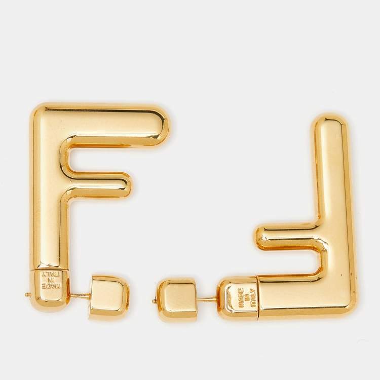 Pre Owned Fendi FF Gold Tone Earrings