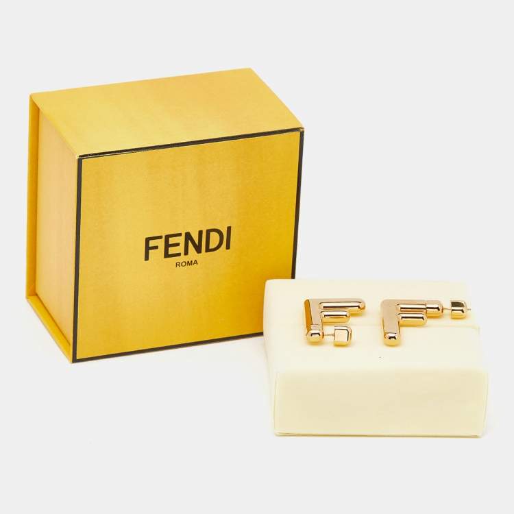 Pre Owned Fendi FF Gold Tone Earrings