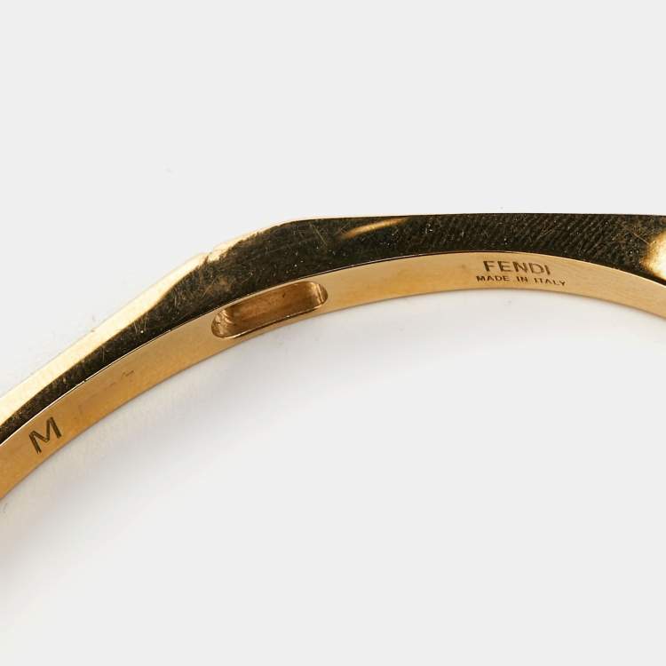 Pre Owned Fendi Baguette Enamel Gold Tone Bracelet 