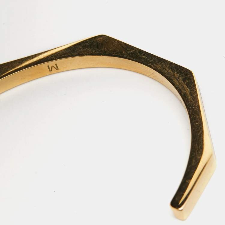 Pre Owned Fendi Baguette Enamel Gold Tone Bracelet 