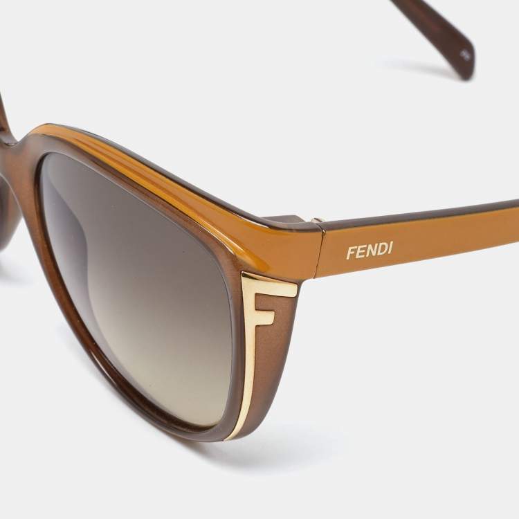 Pre Owned Fendi Two Tone/Brown Gradient FS5283 Cat-Eye Sunglasses