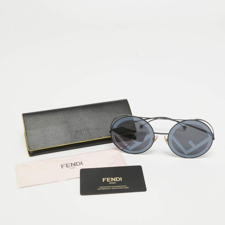 Pre Owned Fendi Black FF 0285/S Round Sunglasses