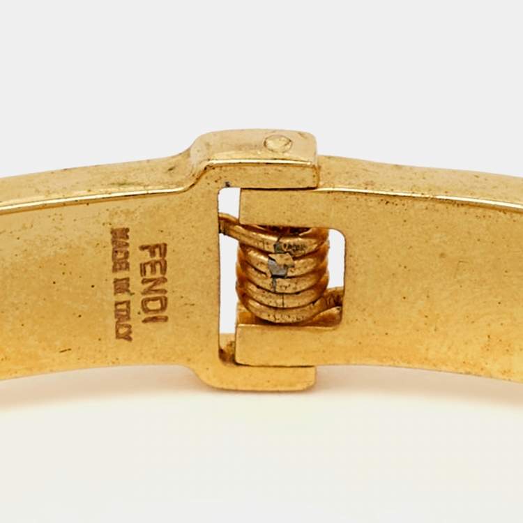 Pre Owned Fendi Fendista Enamel Gold Tone Bracelet M