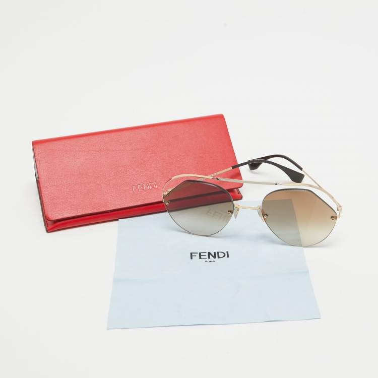 Pre Owned Fendi Gold/Brown Gradient FF 0326/S Rimless Sunglasses