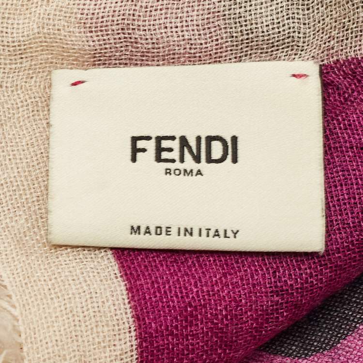 Pre Owned Fendi Multicolor Monster Eye Print Wool & Silk Scarf