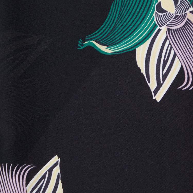 Pre Owned Fendi Lavender/Black Floral Print Silk Stole