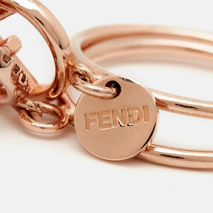 Pre Owned Fendi F is Fendi Double Charm Rose Gold Tone Ring Size 49