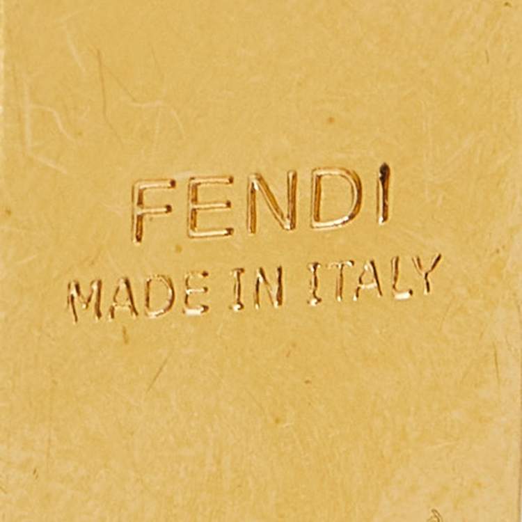 Pre Owned Fendi Gold Tone Pink Enamel Drop Earrings
