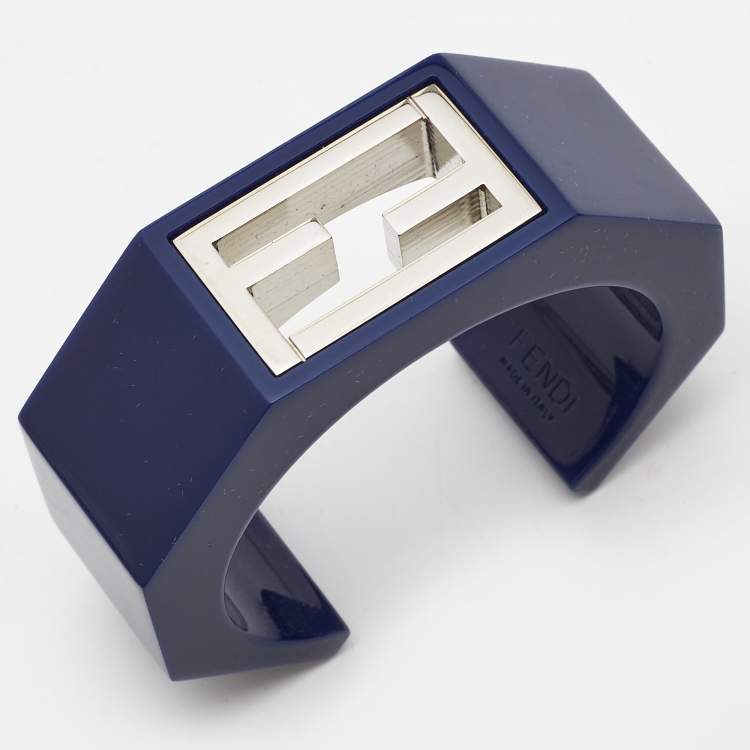 Pre Owned Fendi Baguette Resin Silver Tone Bracelet M