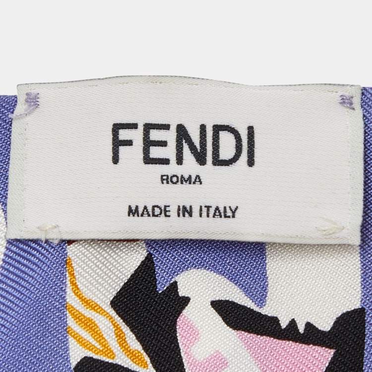 Pre Owned Fendi Purple Fendi Roma Print Silk Bandeau Scarf