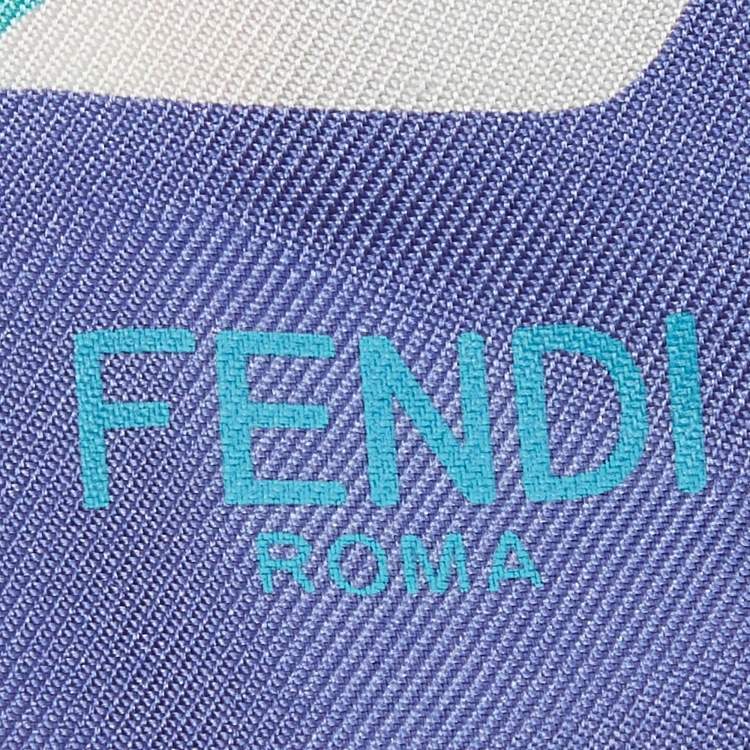 Pre Owned Fendi Purple Fendi Roma Print Silk Bandeau Scarf