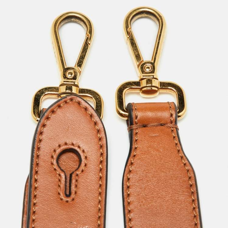 Pre Owned Fendi Brown Leather Studded Adjustable Shoulder Bag Strap