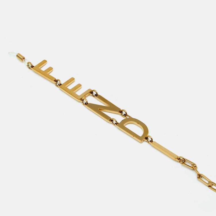 Pre Owned Fendi Gold Tone Figaro Glasses Chain