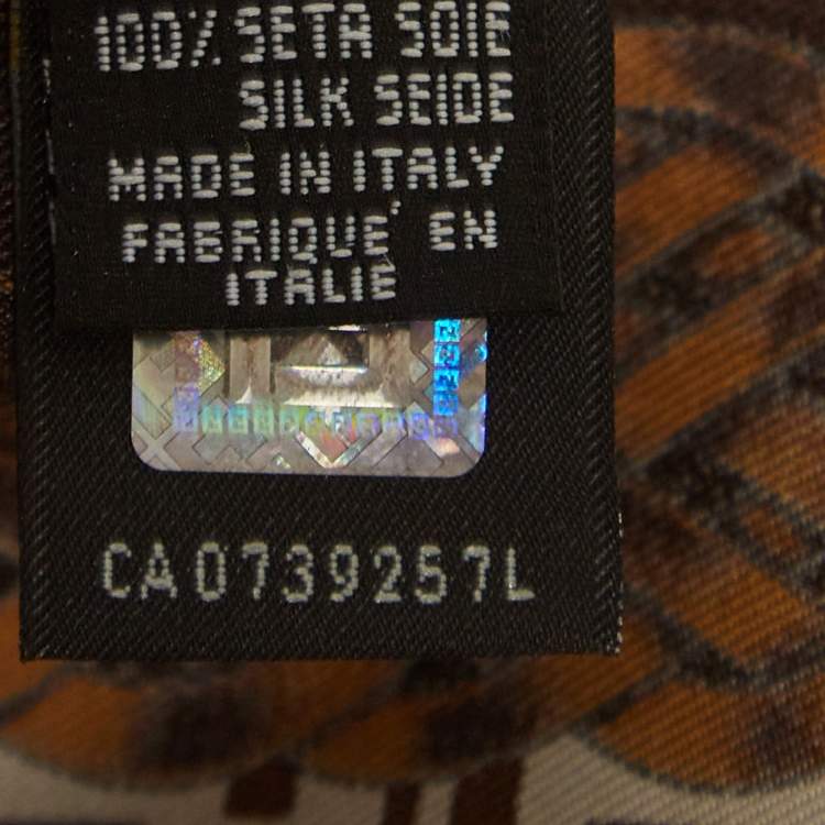 Pre Owned Fendi Brown Zucca Print Silk Square Scarf