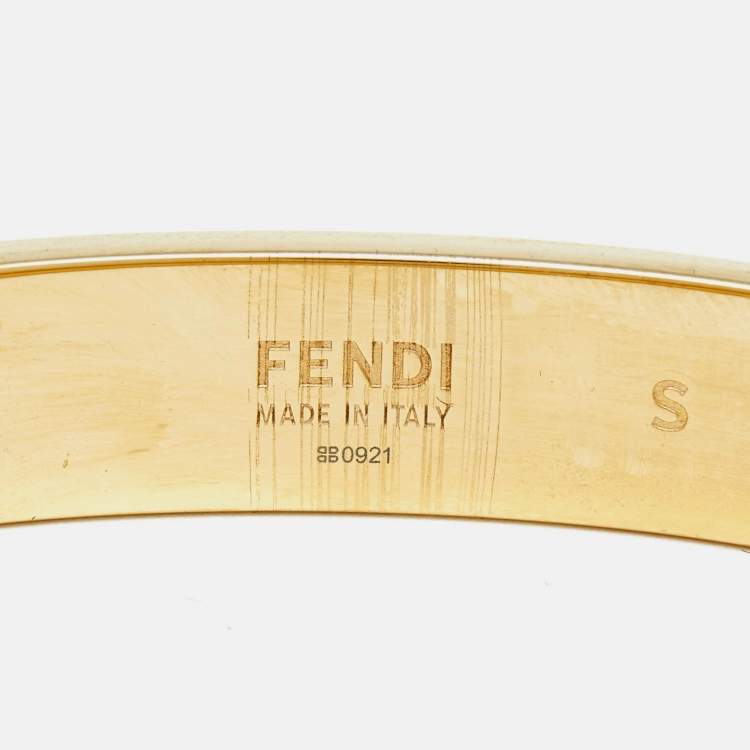 Pre Owned Fendi FF Logo Forever Enamel Gold Tone Bracelet S