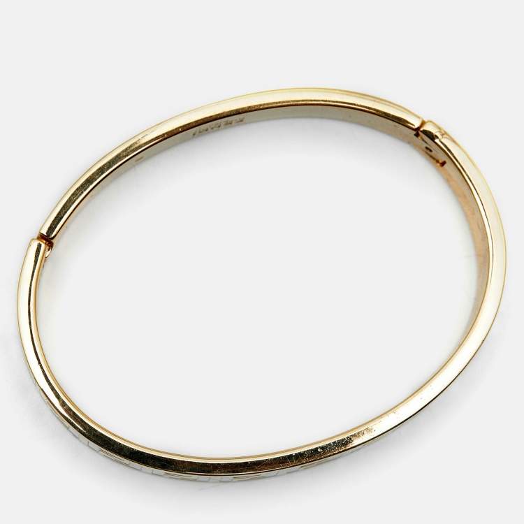 Pre Owned Fendi FF Logo Forever Enamel Gold Tone Bracelet S