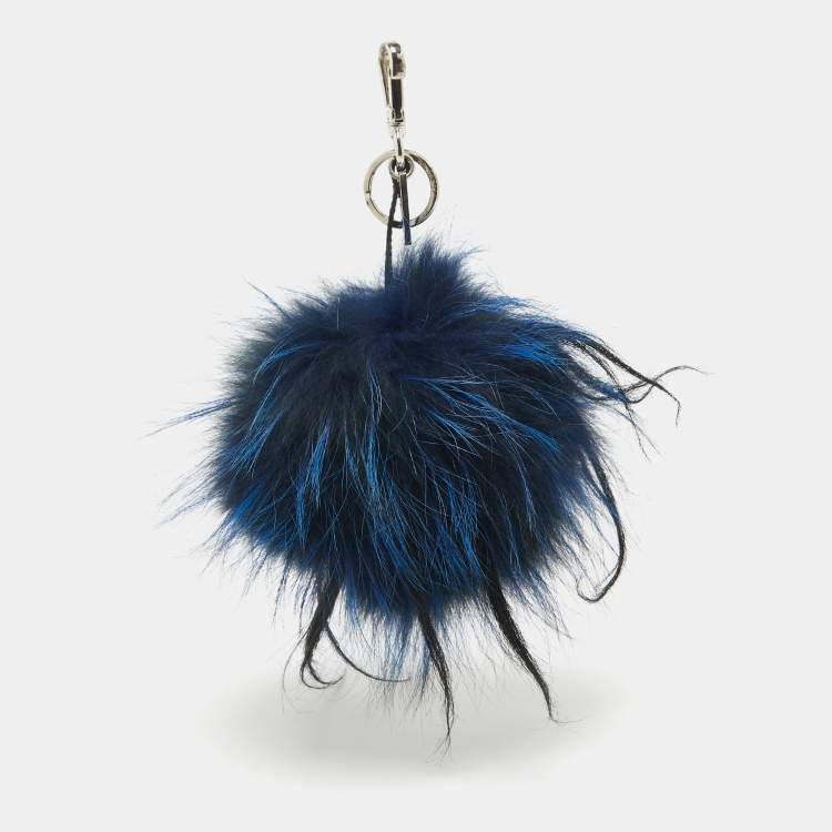 Pre Owned Fendi Multicolor Confetti Print Leather and Fox Fur Monster Cube Bag Charm