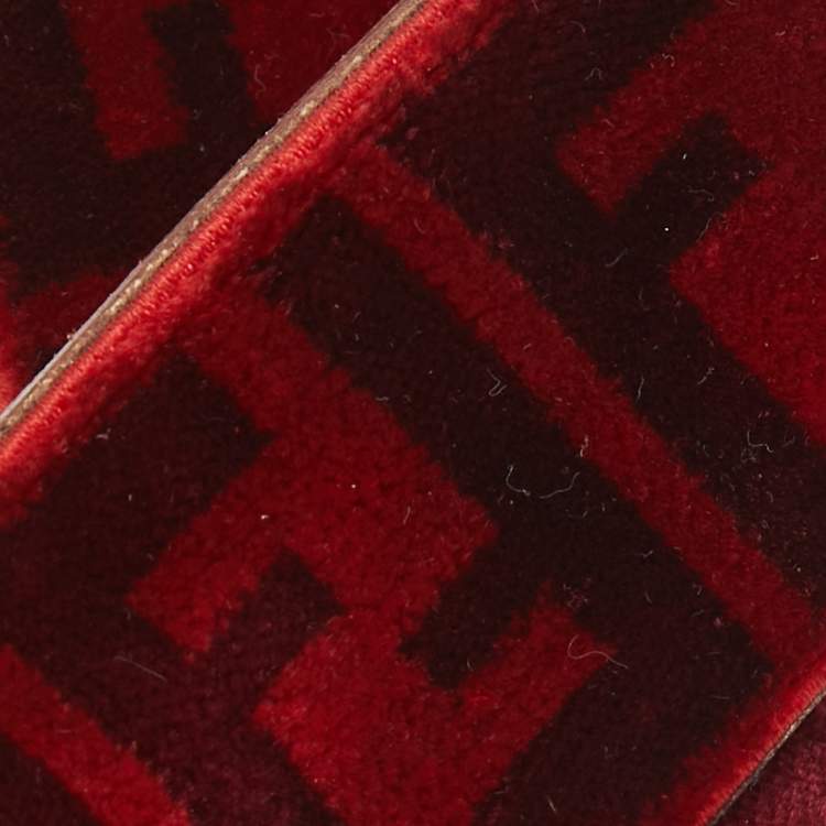 Pre Owned Fendi Red/Black Zucca Velvet Shoulder Bag Strap