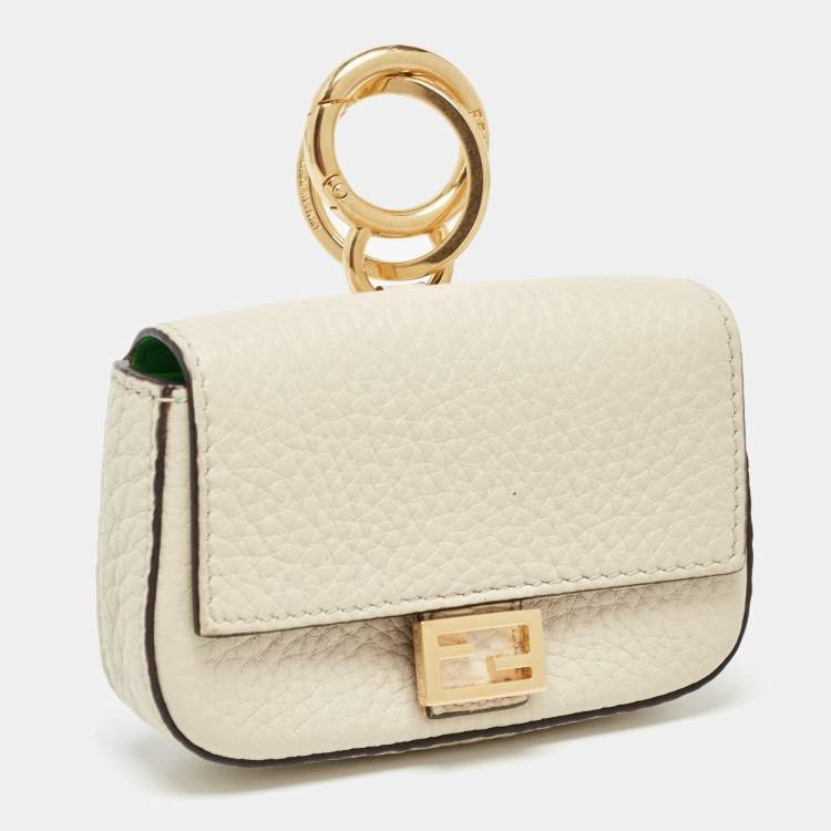 Pre Owned Fendi Beige Leather Nano Baguette Bag Charm 