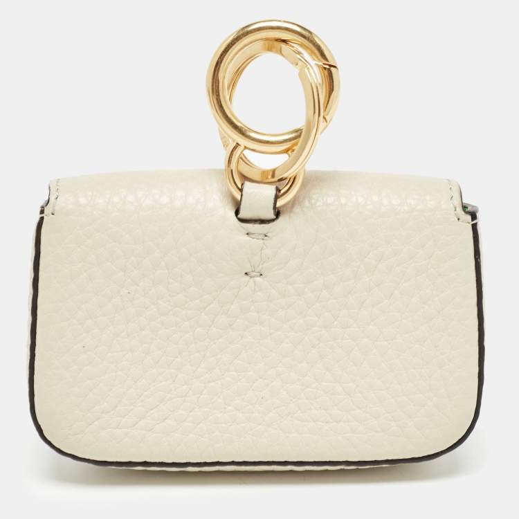 Pre Owned Fendi Beige Leather Nano Baguette Bag Charm 