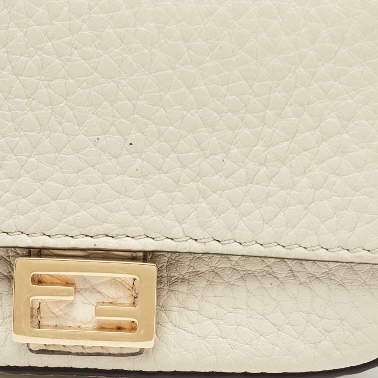 Pre Owned Fendi Beige Leather Nano Baguette Bag Charm 