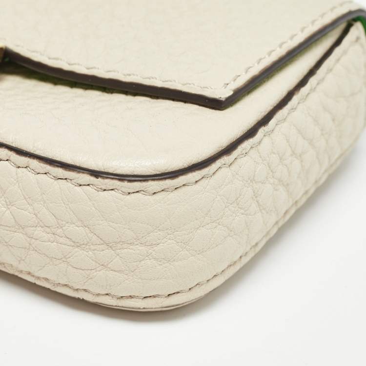 Pre Owned Fendi Beige Leather Nano Baguette Bag Charm 