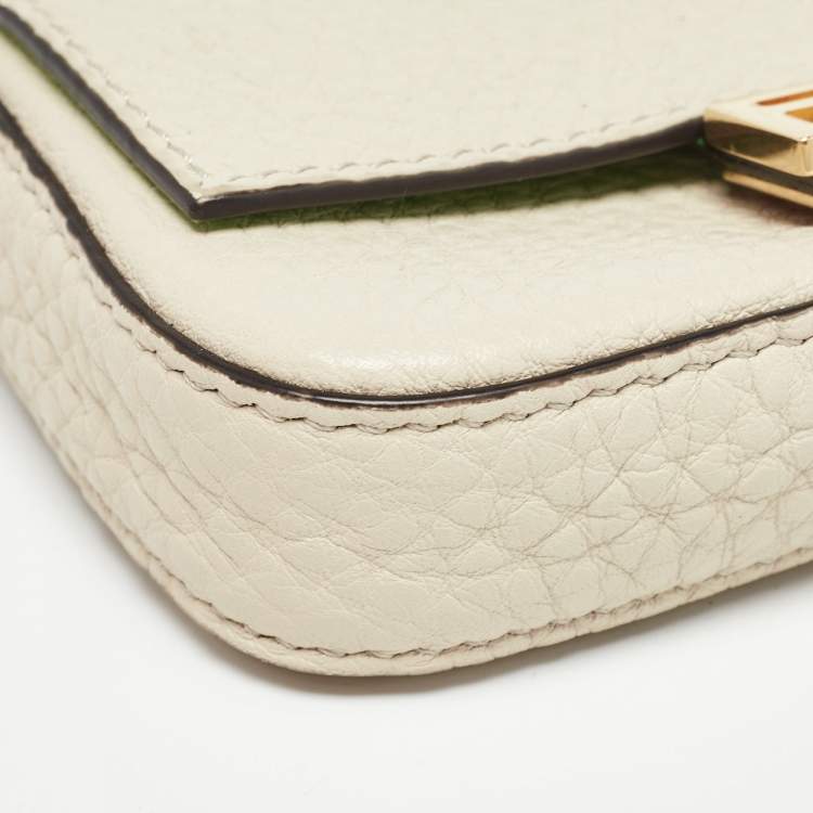 Pre Owned Fendi Beige Leather Nano Baguette Bag Charm 