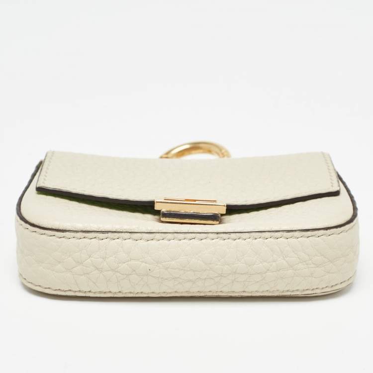 Pre Owned Fendi Beige Leather Nano Baguette Bag Charm 