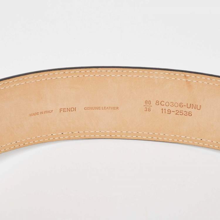 Pre Owned Fendi Black Patent Leather Wide Buckle Belt 90 CM