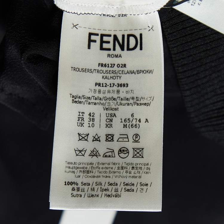 Pre Owned Fendi Black Silk Contrast Trimmed Joggers M