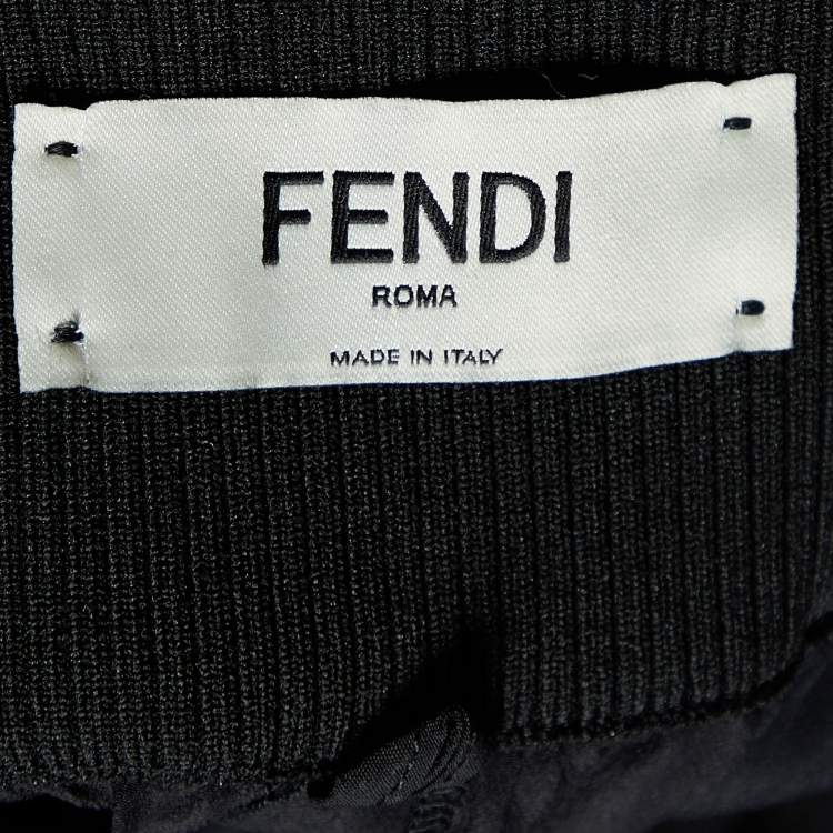 Pre Owned Fendi Black Silk Contrast Trimmed Joggers M