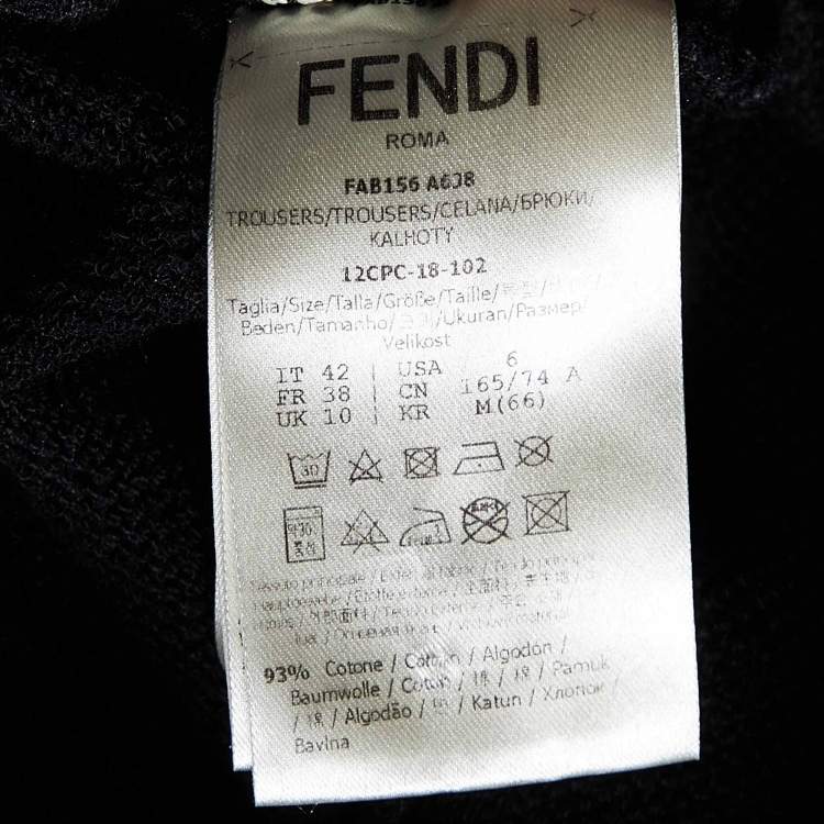 Pre Owned Fendi Black Knit Contrast Logo Print Trim Trackpants M