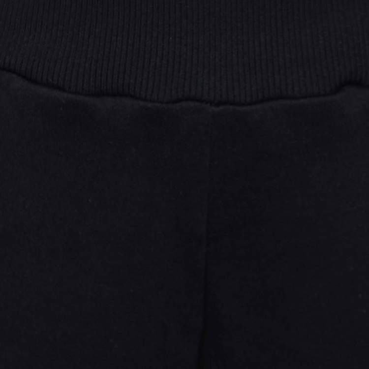 Pre Owned Fendi Black Knit Contrast Logo Print Trim Trackpants M