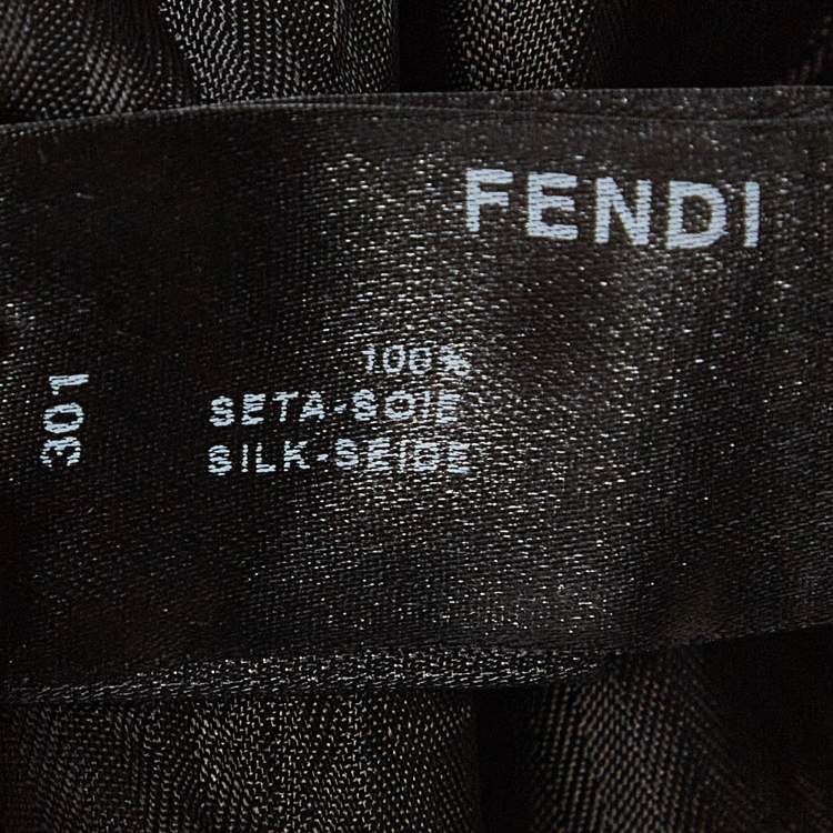 Pre Owned Fendi Grey Logo Monogram Printed Silk Mini Skirt M