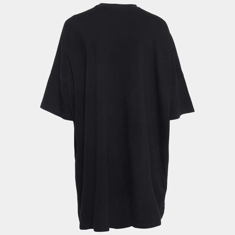 Pre Owned Fendi Black Printed Cotton Oversized T-Shirt XS