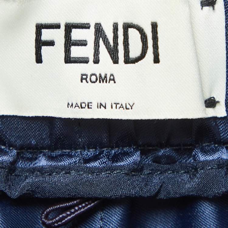 Pre Owned Fendi Blue Satin Parachute Trackpants M