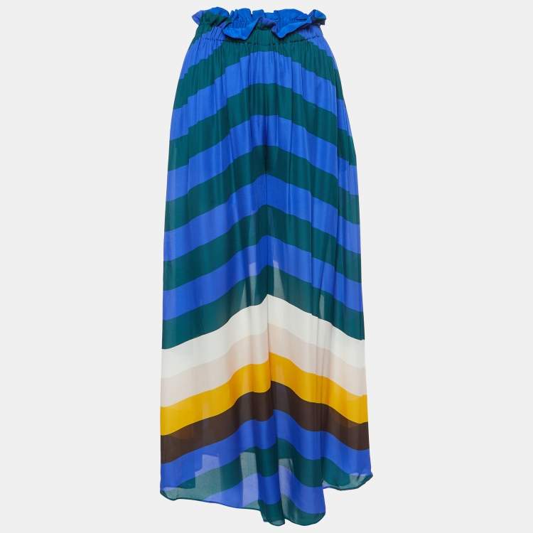 Pre Owned Fendi Multicolor Silk Palazzo Pants S 