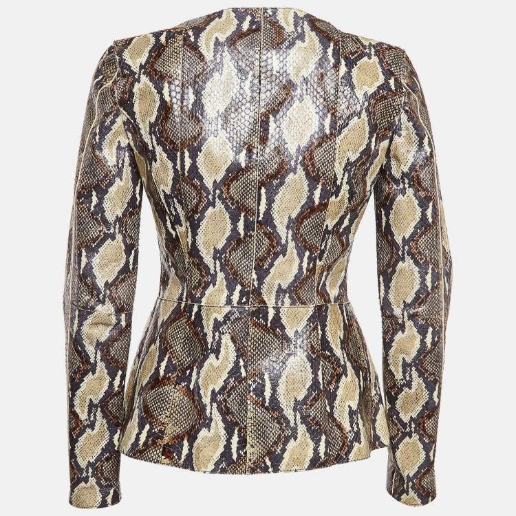 Pre Owned Fendi Multicolor Exotic Leather Zip-Up Jacket S